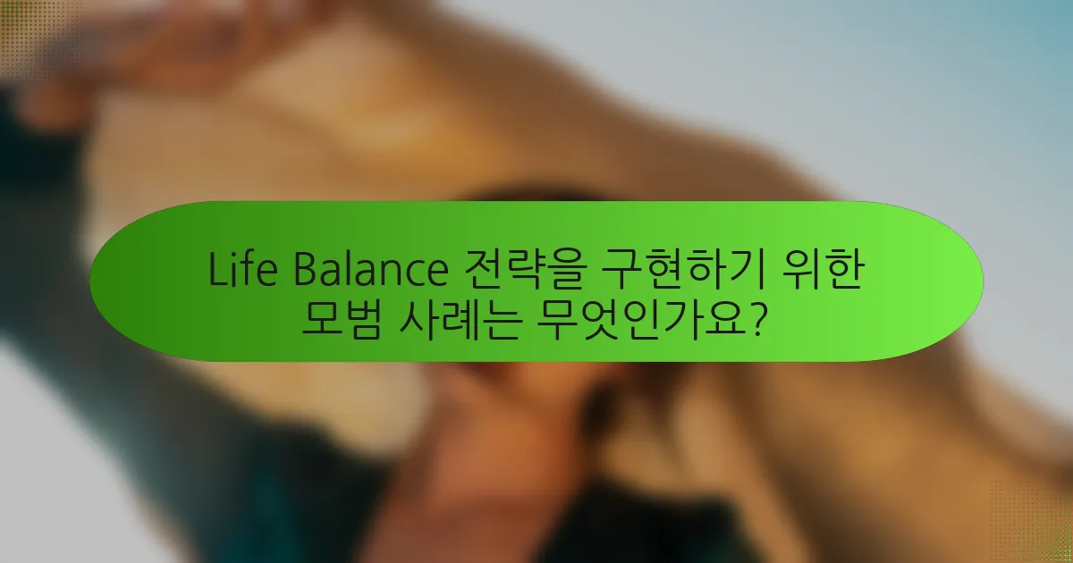 Life Balance 전략을 구현하기 위한 모범 사례는 무엇인가요?