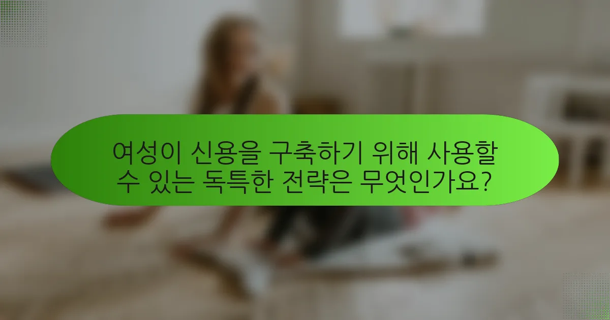 여성이 신용을 구축하기 위해 사용할 수 있는 독특한 전략은 무엇인가요?